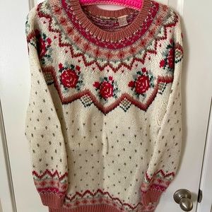 Vintage floral granny cottage core knit sweater